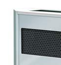 The removable front panel provides easy access for filter cleaning or replacement.