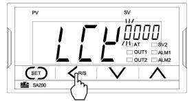 through parameters with the SET key LCK will appear Press the Back Arrow R/S key to highlight the thousands digit.