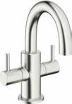 5 Bar MP Two tap hole basin mixer Single lever Without pop up waste With water flow regulator as standard Regulated to 5LPM (litres per minute) Recessed mounting depth 70mm Plate height 67mm Plate
