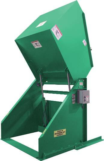 construction ENSURE LONG SERVICE LIFE Even when dumper Stabilizers prevent tipping ( is not anchored to floor) INCREASE SAFETY AND VERSATILITY Adjustable Gaylord Retainer Bar 42" Open Chute Discharge