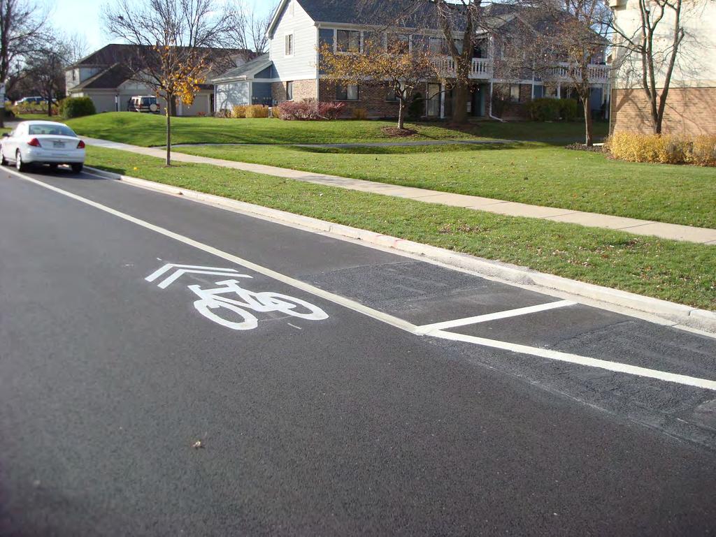 Marked Shared Lanes or Sharrows Marked shared lanes use a double chevron and bicycle marking, or sharrow, in a lane intended for the joint use of motorized and bicycle traffic.