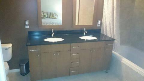 MASTER BATHROOM Condition of Sink: Condition of Toilet: Tub, Shower, Plumbing Fixtures: Tub, Shower & Walls: Bath Ventilation The hot/cold is reversed on the right sink.