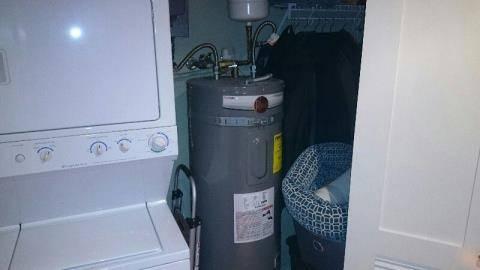 Type: WATER HEATER Electric. Size: Location: Water Temp. Condition 50 Gallons. Closet. 115 Degrees.