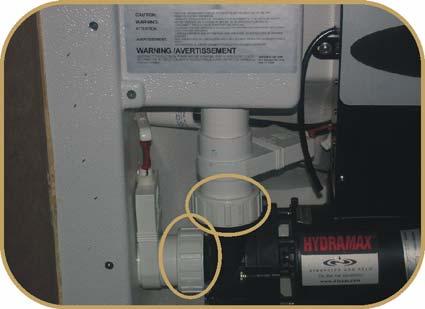 6. Check the pump unions (circled in illustration) to be sure they are hand tight to prevent the