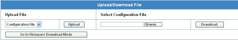 Up/Download Webpage When Up/Download is clicked from the menu tree, menu option Upload/Download File is launched in the main frame, as shown in the