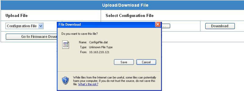 Choose the configuration file and click Upload.