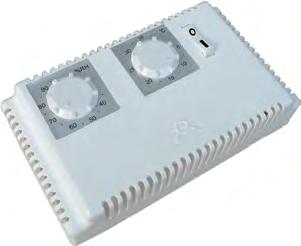 Room humidistat and thermostat combination, wall mounting, for swimming pools areas and air conditioning Type Q4 Main Application: This device is a combination of a humidistat and a room thermostat.