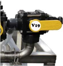V19 Handle should be horizontal to the right. Valve is open to drain. WD The flow indicator should be up. 2. Press the START button on the control panel.
