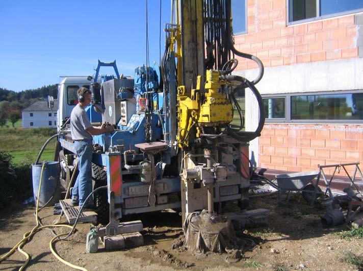 Drilling borehole with depth of 100 m
