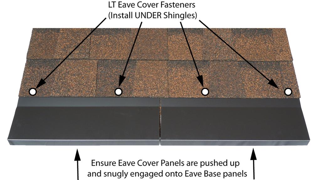 Summit Ice Melt Systems Install Cover Panels and Splice Covers (Cont d.) IMPORTANT!! Be sure to engage the LT Cover Panel drip edge tightly up and onto the LT Base Panel.