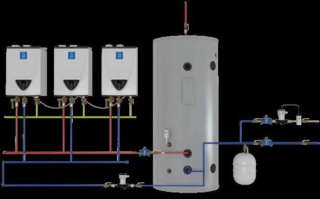 MULTI-UNITS Multiple Unit with Storage Hot Water to Fixtures Gas Supply T-1 P-2 T-2 Hot Water Return Cold Water Supply Expansion Tank P-1 1.