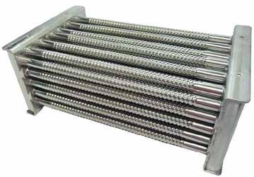 For condensing heat exchangers, it is more suitable to use 316L stainless steel because of the extreme environment (heat, acidic condensation, chloride) that the material is subjected to.