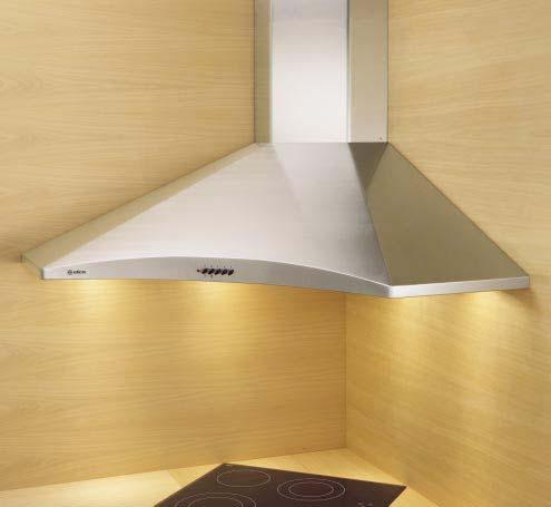 Our stainless steel corner chimney hood presents a stunning solution for the