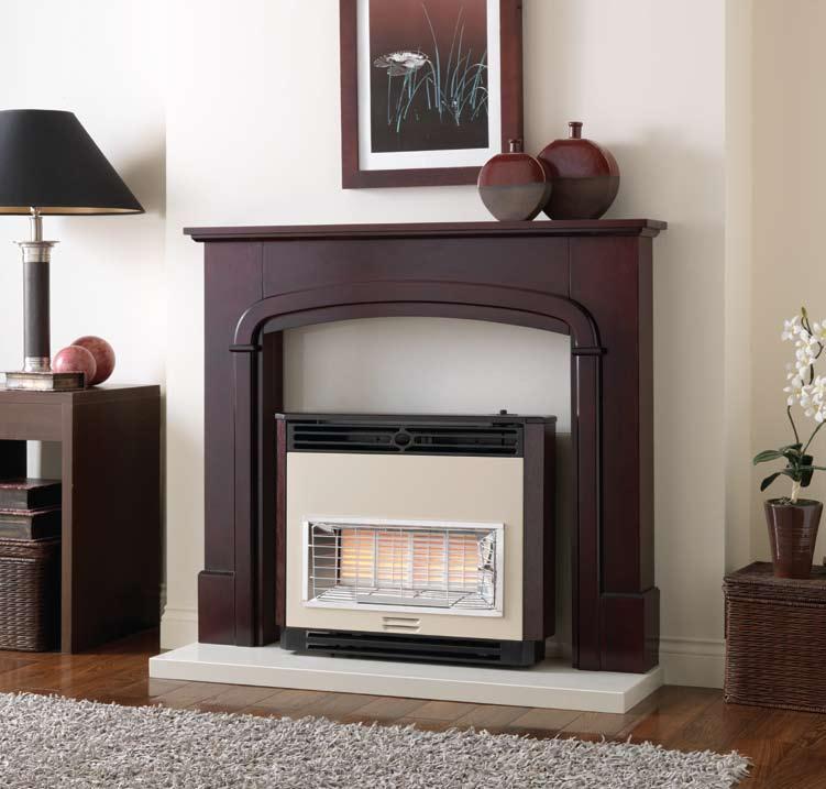 39 Mahogany Brava Radiant The Brava is a favourite within the gas fire range offering high efficiency and excellent heat output.