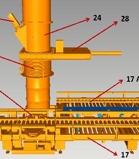 For the filter loading the drums are conveyed to the filter loading station by the transfer system (17) and are centered by the drum centering device (27) to a defined position.