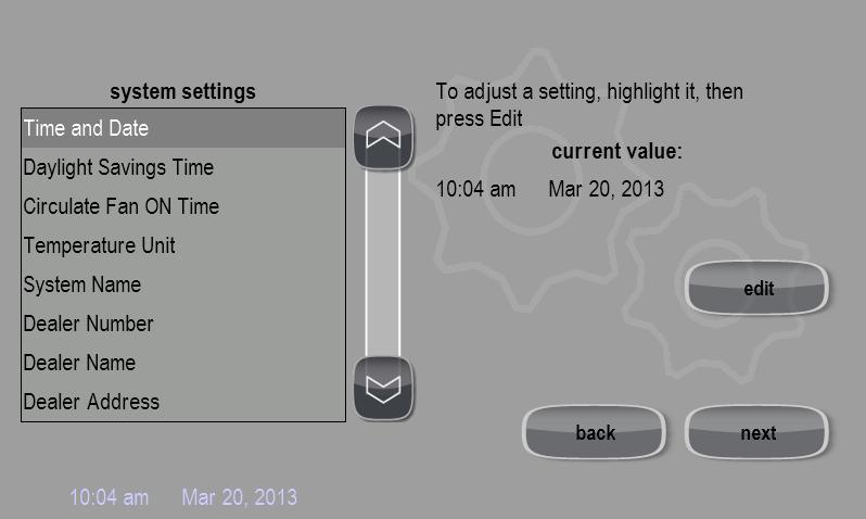 Installer System Settings and Default Setting System Setting Range / Condition Default Setting Modify with Time and Date - - - - - - Clock Setting Screen