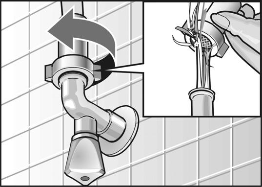 Cleaning water inlet strainers Cleaning the strainer at the water tap This is necessary if very little or no water flows into the