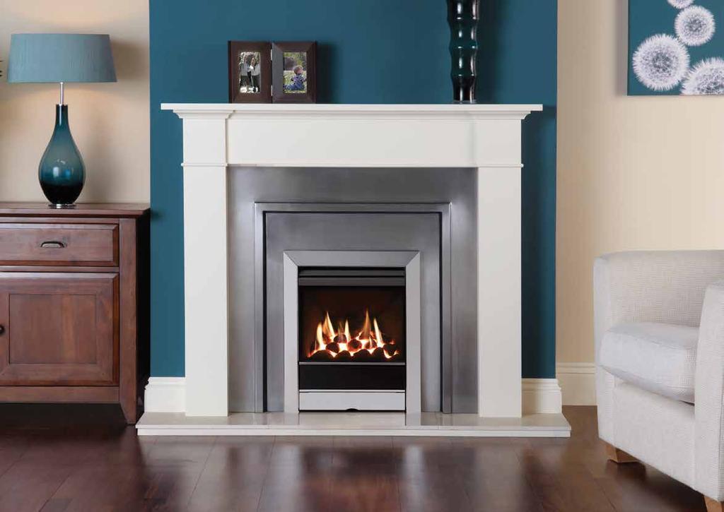E-Box coal-effect fire with Brushed Stainless Tempo front