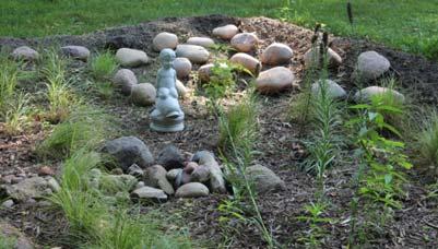 BERMS AND HARDSCAPING (A) East end of rain garden, 8/3/16, planting 2 1 4 5 continuing and