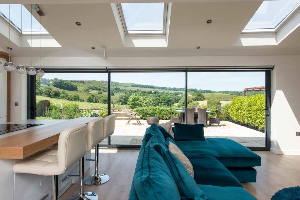 By using aluminium, our patio doors can span huge glazed areas with fewer