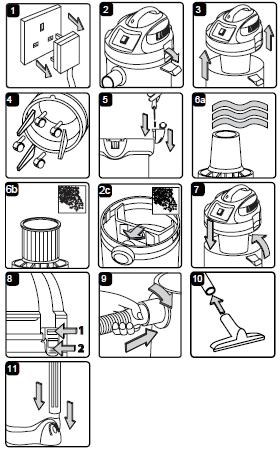 ASSEMBLY 1. Ensure the mains plug is disconnected (Fig. 1) 2. Undo the clasps (Fig. 2) 3. Lift off the top section assembly (Fig. 3) 4. Remove the contents from inside the container (Fig. 4) 5.