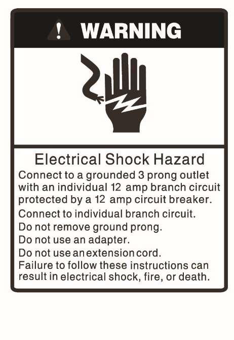 Electrical Safety Do not exceed the power outlet ratings. It is recommended that the Combo Washer / Dryer be connected on its own circuit.