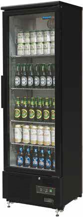 Single Door Bar Display Cooler 600mm Keep your best sellers chilled and ready with this high capacity back bar display cooler. Integral temperature controller and off-cycle defrost. Adjustable feet.