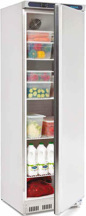 Upright Fridge or Freezer Light duty units with LED digital temperature display and electronic controller and rear castors for manoeuvrability.