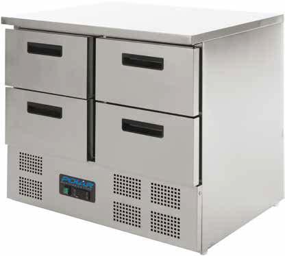240Ltr (4 x 1/1 Gastronorm) Stainless Steel Exterior & Interior Fan Assisted Cooling 4 x Drawers Off-Cycle Defrost 900mm ENERGY RATING C 880mm FAN ASSISTED