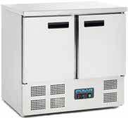 230W 368Ltr (308Ltr) 1150 kwh/annum 2 C to 8 C 32 C R600a 880(H) x 1370(W) x 700(D)mm 110kg Refrigerated Prep Counters with Marble Top Refrigerated storage counters with a marble work surface, which