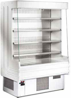 Danny Multideck Display Cabinets 1000mm Open front display cabinets with glazed end-panels and top interior lighting, ideal for dairy products, sandwiches and chilled drinks.
