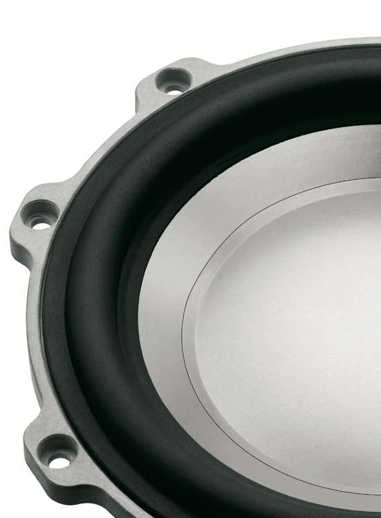 In our ASW 608, ASW 610 and ASW 610XP subs, the bass driver diaphragms are constructed from a finely-tuned mix of paper pulp, Kevlar fibres and resin, which provides the stiffness needed to withstand