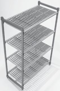 "That's why Camshelving units, designed with removable shelf plates, can be washed and sanitized in the dishwasher. Cambro shelving has nothing that flakes or chips.