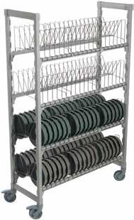 line and warewashing areas organized and sanitized with Camshelving Mobile Drying and Storage Units. The stainless steel cradles are removable for efficient dishwasher service and sanitation.