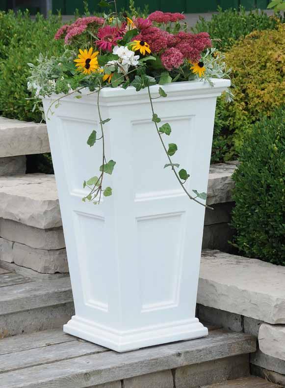 planters Patio Planter Fairfield Patio Planter (5826) Sub-irrigation water system, encourages root growth Available in white & black. Inside dimensions are 31 L x 15.