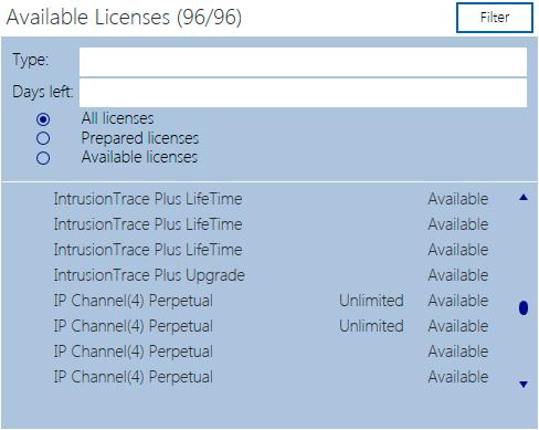 Xtralis Xchange Tool User Manual 7.6 Filtering the List of Licenses If you have many licenses available or installed, you can filter the list of licenses.