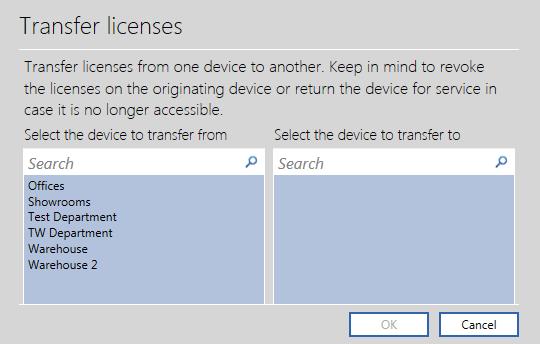 User Manual Xtralis Xchange Tool 11 Transferring Licenses If you need to replace an existing device, you can transfer all the application licenses from that device to a compatible replacement device