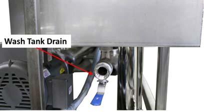 The wash tank drain is provided with a 1 stainless steel ball valve.