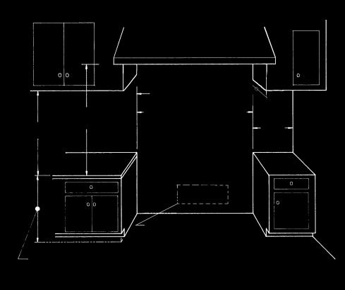 STEP 2: CABINET PREPARATION 1. The range is a free standing unit. If the unit is to be placed adjacent to cabinets, the clearances shown in Fig. 1 are required.