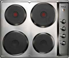5 kw Four burner gas cooktop 1 simmer; 2 medium & 1 rapid burner electronic individual ignition under each knob dishwasher safe trivets