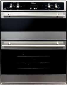 7 kw NPD60 60cm one and a half oven white or stainless steel one 60 litre plurification oven one 30 litre static oven closed door grilling in both ovens three button LED clock with end of cooking