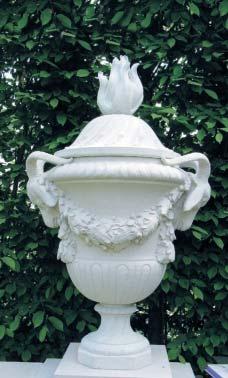 Stour Urn Ornate urn, Swagged with an oak leaf detail with rams head