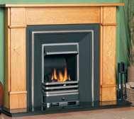 The mantel shown is the Flat Victorian in Solid Oak (also shown on page 11 in Solid Pine).