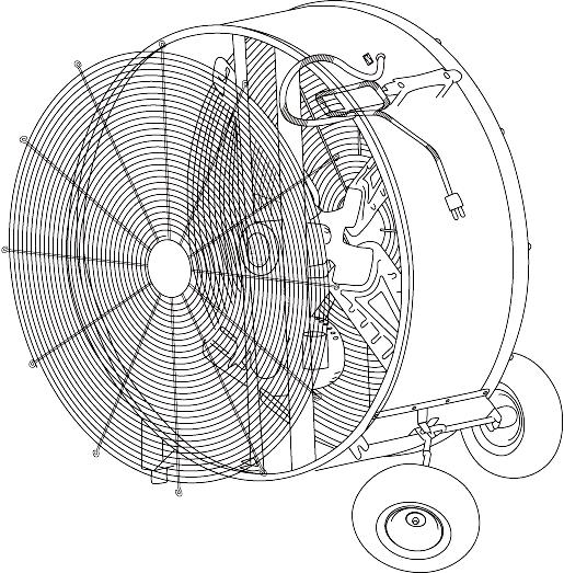 NEVER LEAVE A FAN Belt Tightening / Replacement 1. Remove screws from Rear Guard and tilt wheel (figure 2). 2. Loosen motor nuts, and motor safeguards (located above and below motor). 3.