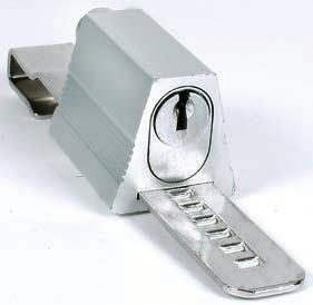 CCL-R1 keyway pin tumbler door and drawer locks, dead bolt + type, available in cylinder lengths of: 7/8", 1 1/8", 1 3/8." Spacers are available for varying material thickness.