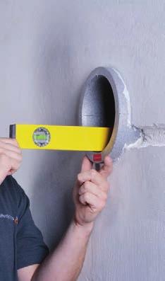 The wall duct can be trimmed flush with a carpet knife after the completion of the wall.