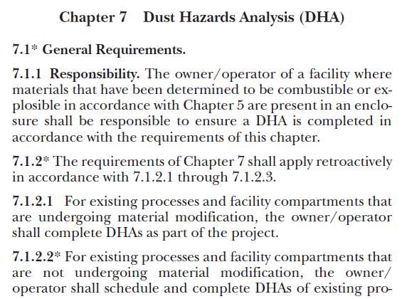 25 Dust Hazard Analysis (DHA) NFPA 652 requires retroactive DHA for existing facilities within 3-year