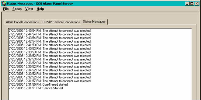 3.2.8 Log File for GCS Alarm Panel Service The AP Service creates a log file of connection status messages.
