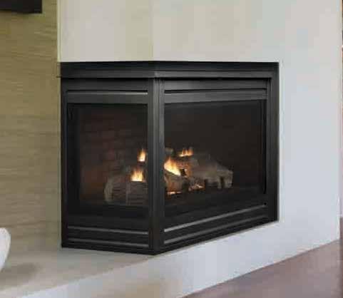 Corner The Corner Direct Vent gas fireplace is available in both right and left-facing designs to provide an elegant design upgrade with many installation possibilities.