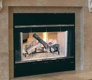 Traditional multi-sided Wood See-Through The dramatic see-through design of this fireplace provides two-sided fire viewing and a smart way to bring authentic